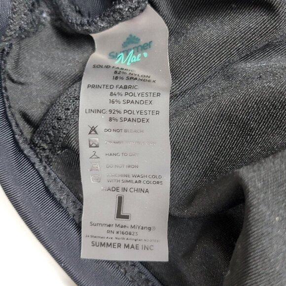 Summer Mac Swim Top Size L Black Lace Up Back  Ruffle Trim Removable Pads - Picture 9 of 10